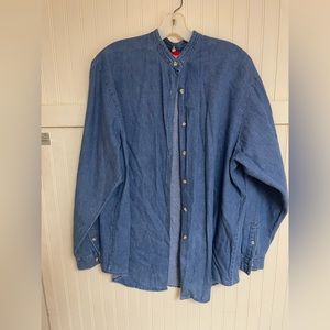 Vintage Coke Blue Jean Button Up Blouse Size Large